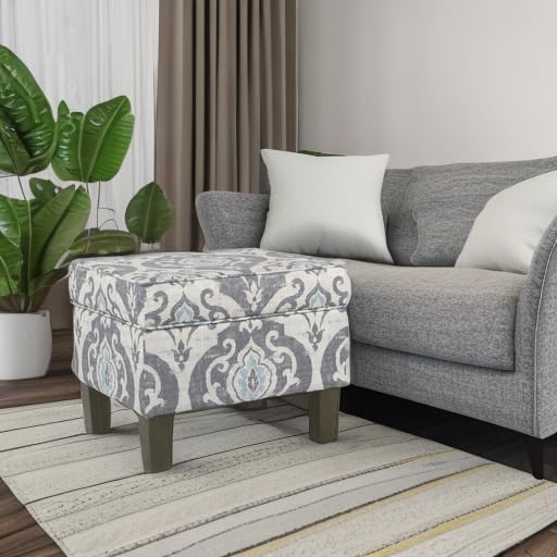 Homepop Home Decor |K7646-A750 | Upholstered Modern Rectangular Storage Ottoman | Hinged Lid Ottoman with Storage for Living Room & Bedroom, Suri Blue