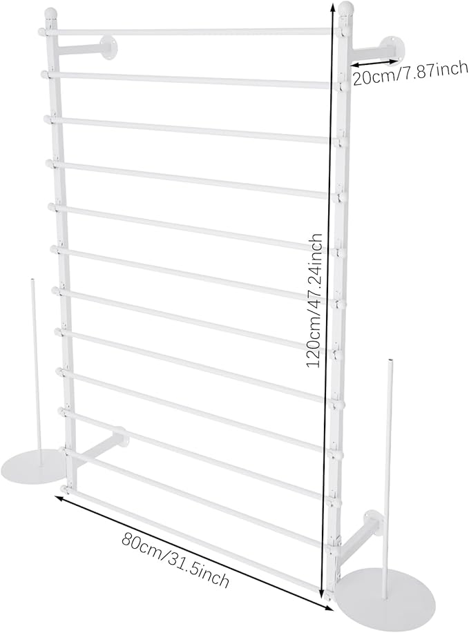 12-Layer Ribbon Holder Organizer Rack Wall Mounted Wrapping Paper Storage Rack Ribbon Dispenser Holder Wrapping Station Display Racks for Craft Room Florist Cake Shop(White)