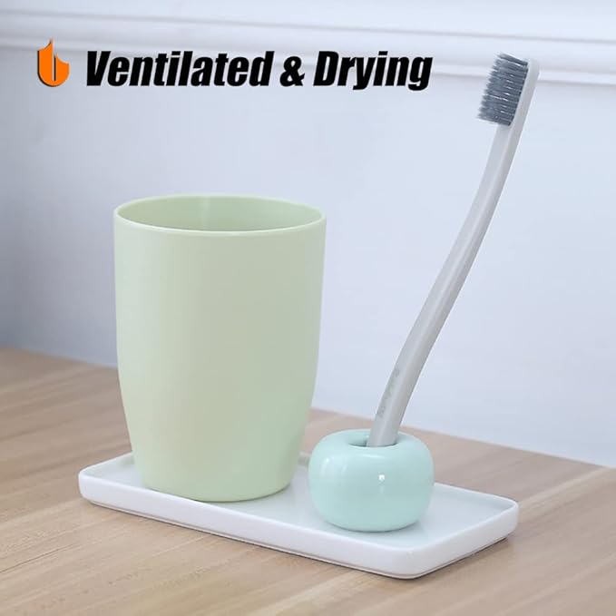 Urbanstrive Sleek Mini Ceramics Toothbrush Holder Stand for Bathroom Vanity Countertops (Dark Green 1-Pack)