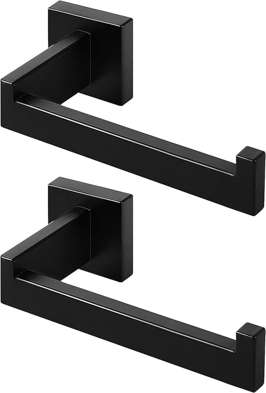HITSLAM Matte Black Square Toilet Paper Holder Premium 304 Stainless Steel Toilet Roll Holder for Bathroom Rustproof Wall-Mounted 2 Pack
