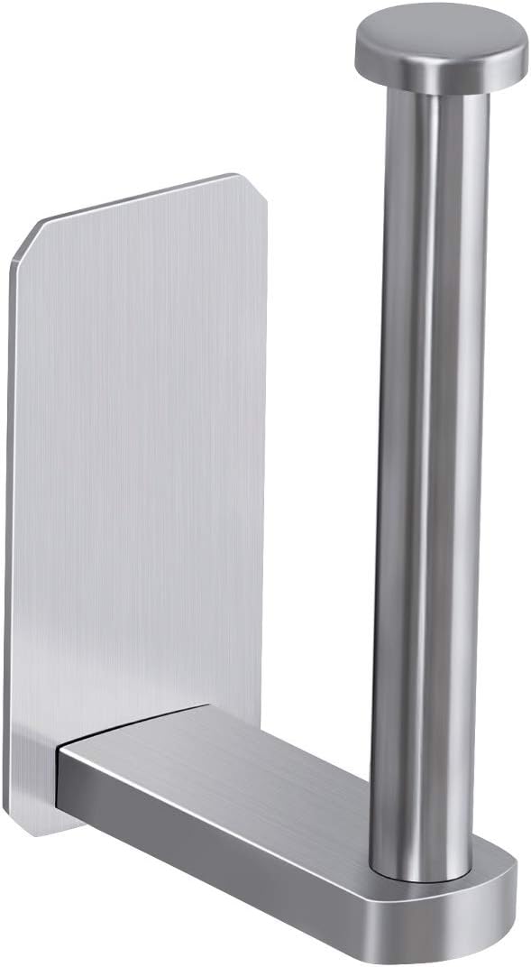 VAEHOLD Toilet Paper Holder Self Adhesive Kitchen Washroom Adhesive Toilet Roll Holder No Drilling for Bathroom Stick on Wall Stainless Steel Brushed