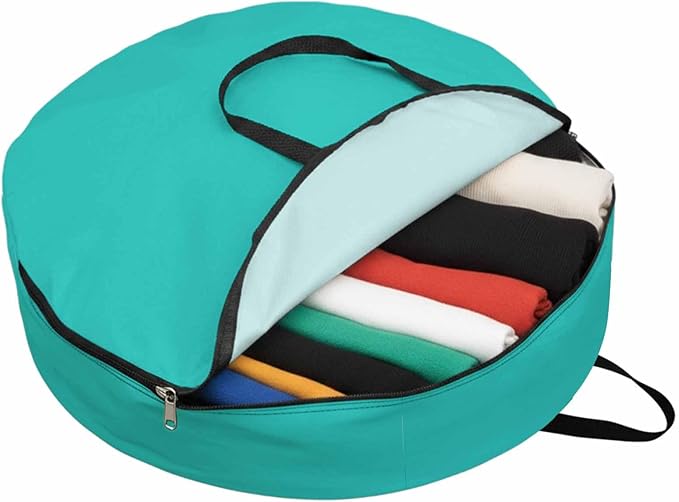 36 Inch Round Storage Bag 1 Pack,Water Green Watercolor Waterproof Wreath Storage Container with Handles&Zipper Solid Color Closet Organizer Bags Garland Box