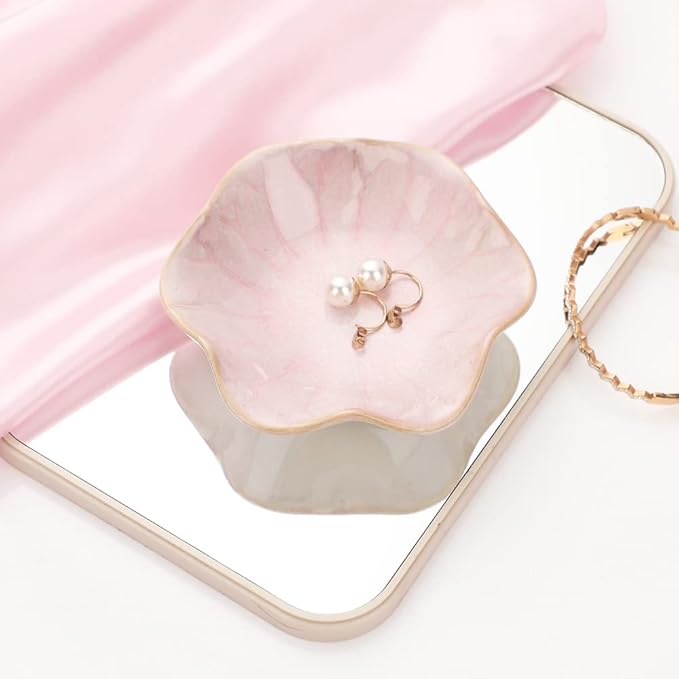 Binoster Ceramic Leaf Jewelry Dish, Pink Key Tray, Modern Jewelry Holder, Small Ring Dish, Trinket Tray, Nightstand Decor Room Decor