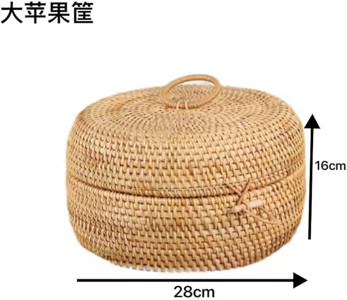 Fengyan Storage Japanese Autumn Rattan Storage Basket, Dining Coffee Table Plate, Braided Round Ornaments(Large)