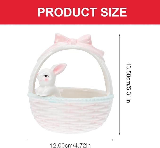 Angoily Rabbit Doll Easter Basket Ornament Bunny Basket Snack Storage Tote Bag Eggs Basket Carry Bucket Tote for Party Celebrate Decoration Easter Bunny Bowl