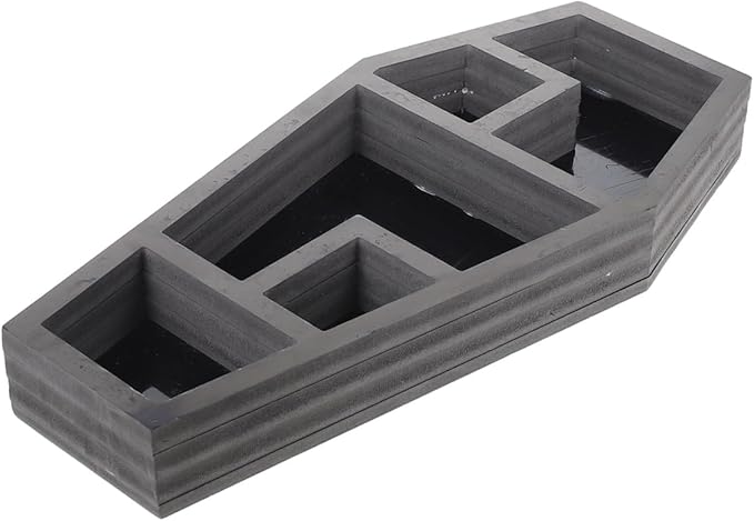 Healeved Gothic Coffin Storage Rack for Halloween Decor Multi-purpose Display Shelf for Collectibles Durable Casket Organizer for Home Haunted House Supplies