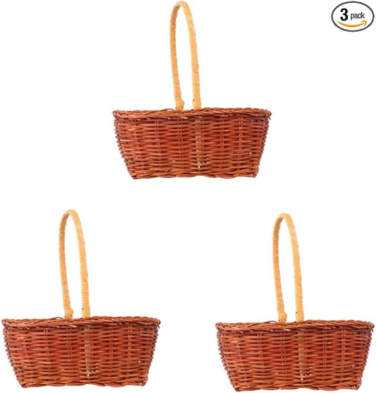 Luxshiny 3pcs Rectangular Mini Easter Basket for Storage and Decoration for Collection and Party Use Easter Accessory Handle