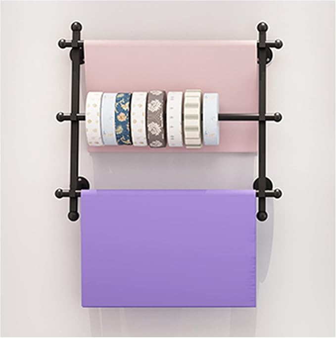 Ribbon/Wrapping Paper Organizer Scarf Shelf 3 Tier,Wall Mount Metal Towels Display Rack,Cakes/Flowers/Gift Shop,Black,80X60Cm/31.5X23.6In