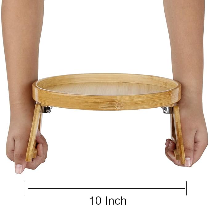 Pekokavo Sofa Arm Clip Tray, Side Table for Remote Controls/Drinks/Gamepads Holder (Bamboo)