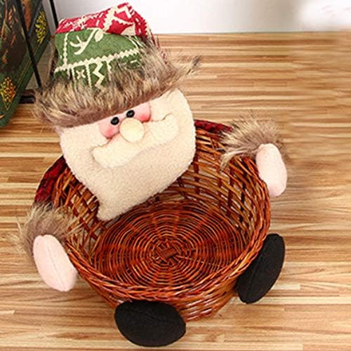 Christmas Basket Cute Christmas Ornaments Santa Claus Candy Storage Basket Woven Basket Bamboo Wicker Basket