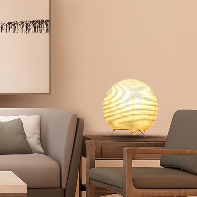 Small Table Lamp, Cute Paper Lamp, Ambient Lighting Lamp, Cozy Bedside Lamp, Minimalist Warm Glow Light for Bedroom Living Room Kids Room Dorm
