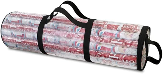 FRCOLOR 1pc Christmas Wrapping Paper Storage Bag Organizer Handles for Easy Hanging and under Bed Storage Reusable Holiday Pouch for Wrapping Paper and Supplies