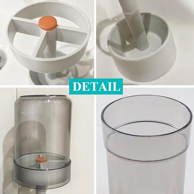 Toothbrush Holder with Cup/Cover Contains 3 Slots, Compatible with Conventional Toothbrushes, Can Store Toothpaste