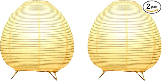 YY YEARCHY Table Lamp Paper Lamp Standing Lamps with Rice Paper Shade for Bedroom Livingroom (Egg 2 Pack)