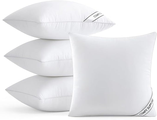 MIULEE 18x18 Inch Pillows Inserts, Pack of 4 Down Alternative Virgin Filling Comfy Support Throw Pillows for Sofa Couch Bed