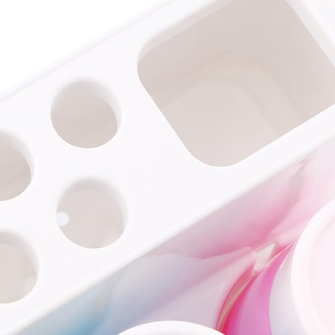 Toothbrush Holder 5 Hole Toothpaste Stand Bathroom Organizer with 3 Rinse cups for Family Set