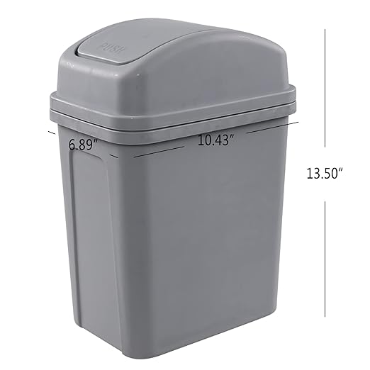 2 Gallon Small Swing Lid Trash Can, Swing-Top Garbage Can, Gray