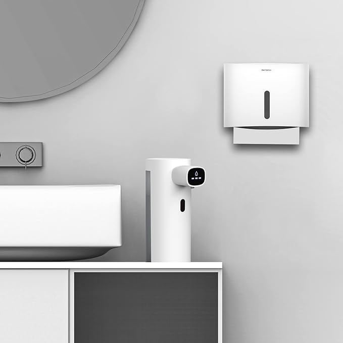 Commercial Paper Towel Dispenser Wall Mount Paper Towel Holder Large Capacity C Fold Hand Towel Dispenser Bathroom Tissue Dispenser (White)
