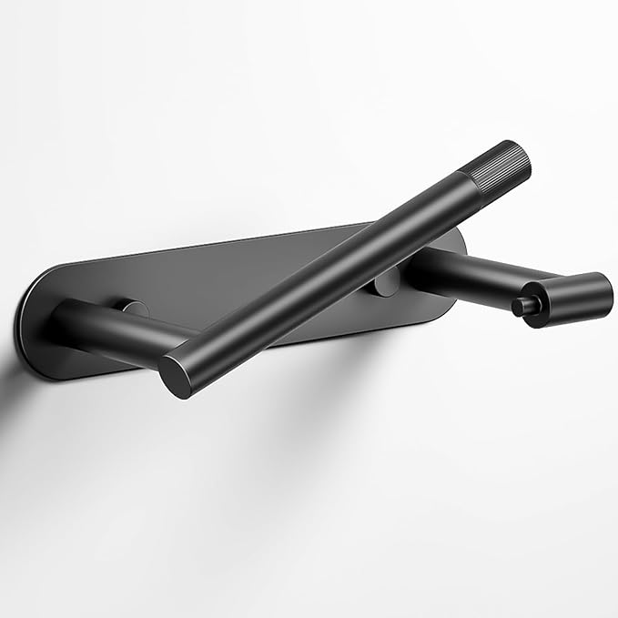 Black Toilet Paper Holder - Bathroom Toilet Paper Holder Adhesive or Screw Wall Mounted Swivel Snap Lock Design Fits Anywhere Stainless Steel Bathroom Tissue Roll Holder