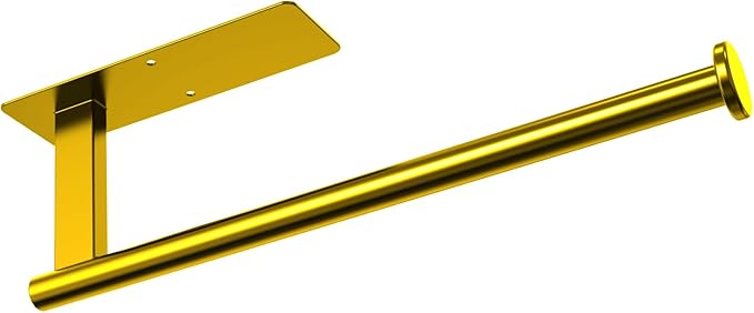 CUXIXA Paper Towel Holder Under Cabinet, Upgraded Adhesive Paper Towel Holder Wall Mount for Kitchen, Bathroom, RV, Bend-Resistant, Self-Adhesive or Drill mounting, Stainless Steel, Gold