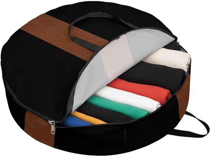 Storage Bag Brown Black Round Storage Totes Bins Closet Organizers with Zippers & Handle Boho Style Clothes Storage Container for Bedroom Dorm Space Saving Packing Supplies Moving Bags