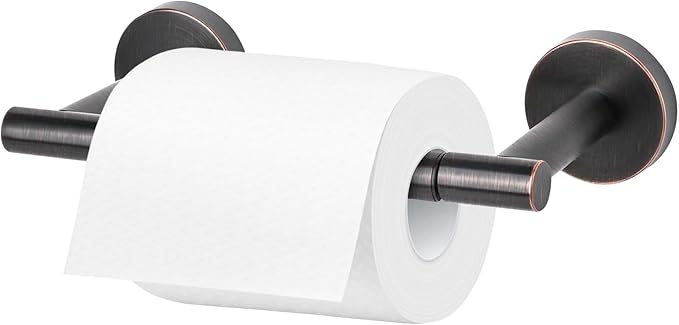 Newfun Oil Rubbed Bronze Toilet Paper Holder, SUS 304 Stainless Steel Adjustable Double Post Pivoting Toilet Paper Roll Holder Wall Mount for Bathroom