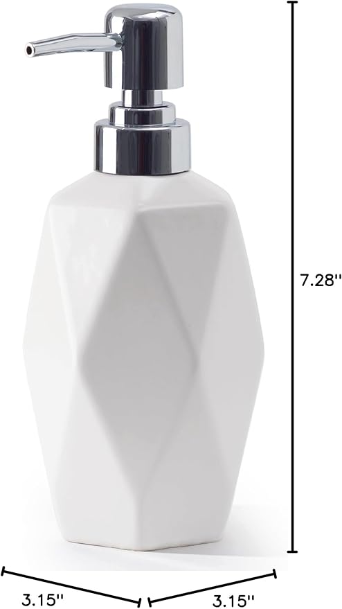 Soap Dispenser, 13.5oz Ceramic Soap Dispenser Bathroom for Kitchen & Bathroom (White)