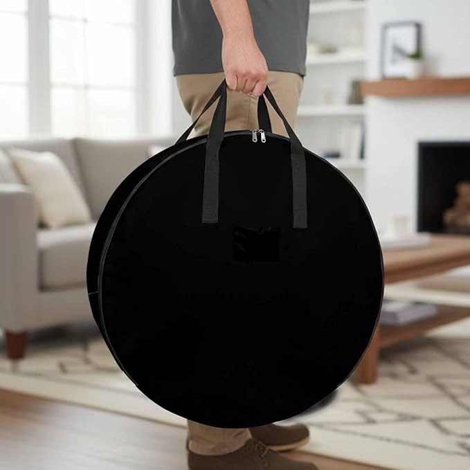 Storage Bag White Round Storage Totes Bins Closet Organizers with Zippers & Handle Black Solid Color Clothes Storage Container for Bedroom Dorm Space Saving Packing Supplies Moving Bags