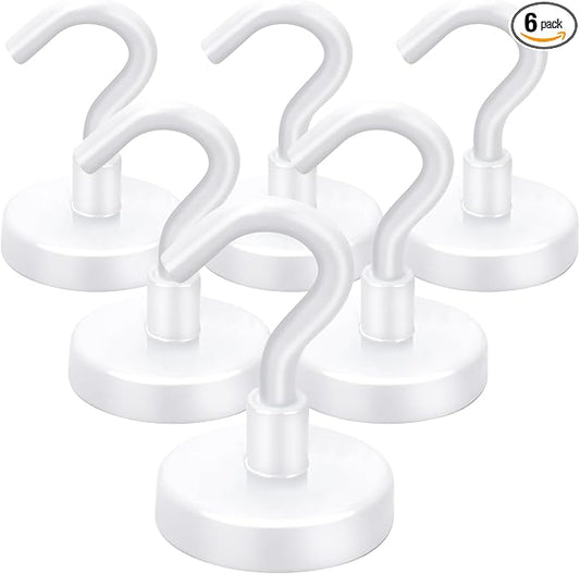LOVIMAG Cruise Must Haves, 85Lb Magnet Hooks, White Cruise Magnets for Door, Cruise Door Magnets, Magnetic Hooks for Hanging-6Pack