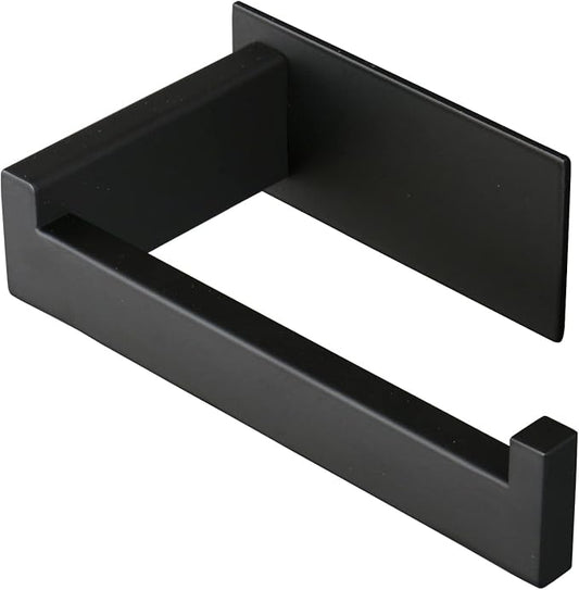 Toilet Paper Holder, Self Adhesive Tissue Holder Stainless Steel Rustproof Paper Roll Holder, No Drilling Easy to Install, Toilet Paper Rack Suitable for Office, Bathroom (Matte Black)