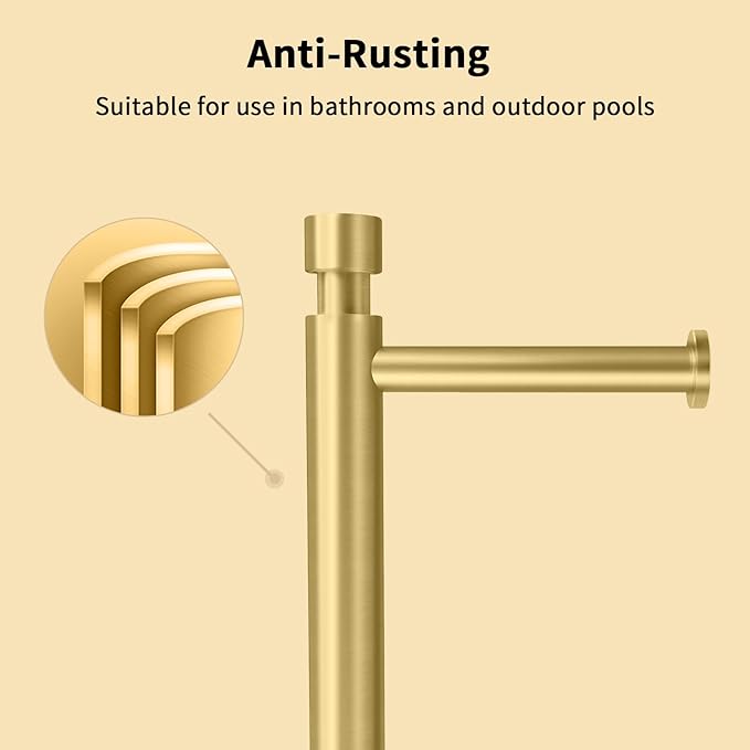 YUMORE Toilet Paper Holder Stand, 4.4lbs Heavy Duty Stainless Steel Free Standing Bathroom Tissue Roll Holder, Gold
