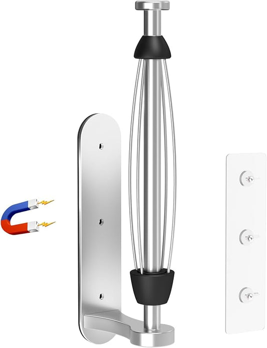 Swaitee Magnetic Paper Towel Holder for Fridge - No Drill, One Hand Tear with Ratchet Mechanism, Silver, Self-Adhesive & Wall Mount for Kitchen, RV, Garage