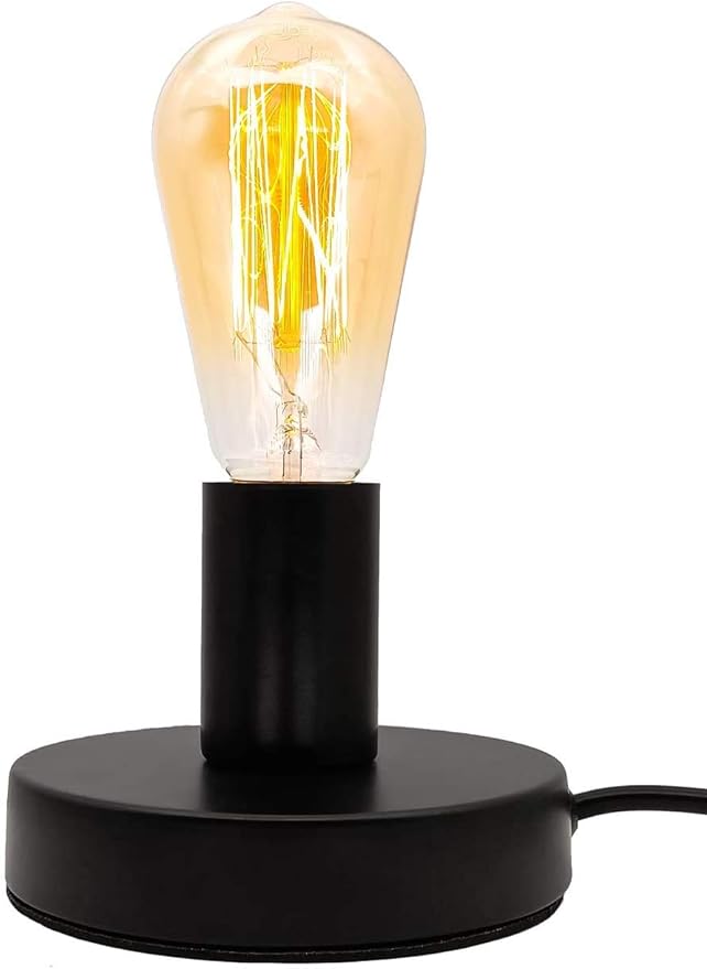 Industrial Table Lamp Base E26/E27 Ceramic Base Holder, Vintage Small Desk Lamp with Plug in Cord On/Off Switch Edison Lamp for Home Lighting Decor (Small)