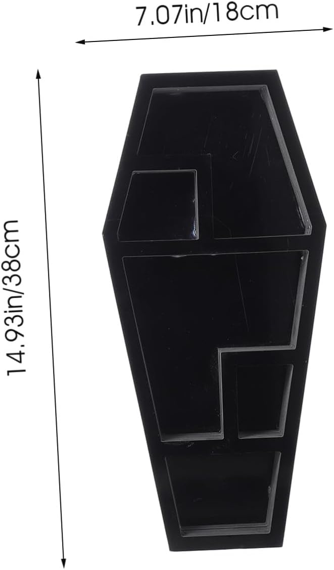 Halloween Coffin Storage Rack Gothic Coffin Organizer for Spooky Decor for Haunted House Parties and Accents