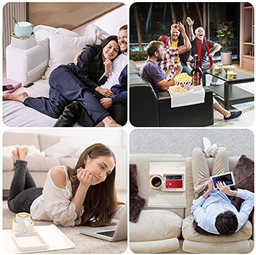 Couch Cup Holder, Silicone Anti-Spill and Anti-Slip Cup Holder for Couch, Portable Sofa Armrest Tray Couch Drink Holder, Gift for Mom, Dad, Grandma, Grandpa (Beige) (Beige)