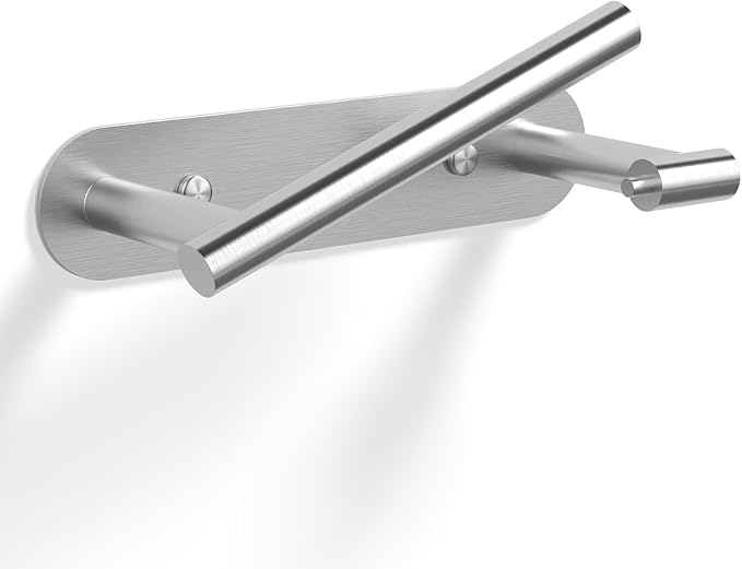 HITSLAM Brushed Nickel Toilet Paper Holder, SUS304 Stainless Steel Bathroom Toilet Paper Roll Holder Wall Mounted and Self Adhesive, No Drill Tissue Holder Use for Washroom and Kitchen