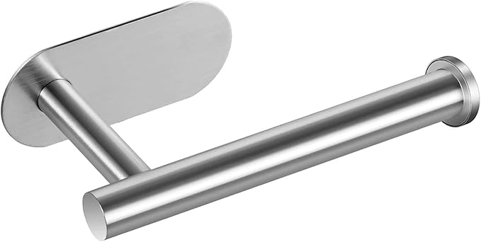 Toilet Paper Holder, Self Adhesive Toilet Paper Roll Holder No Drilling Wall Mount for Kitchen, Bathroom, Toilet, Brushed Nickel Stainless Steel