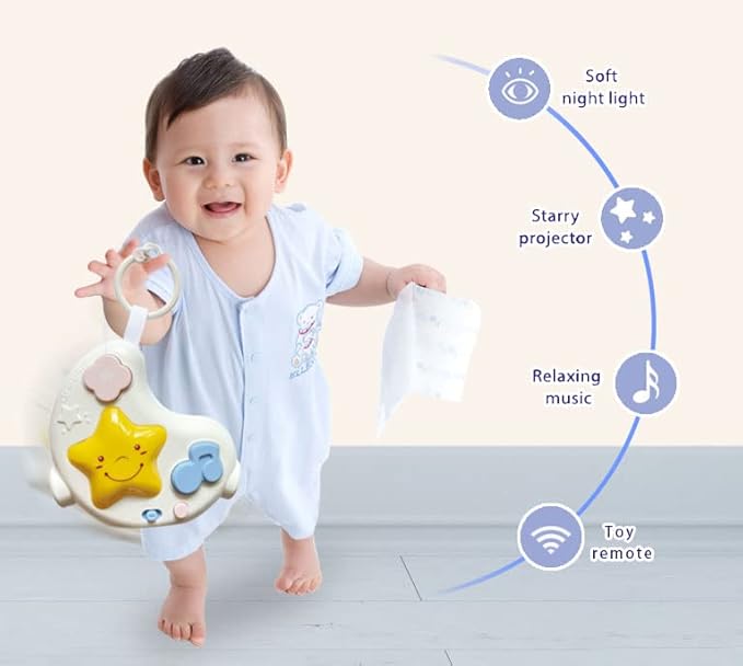 cxjoigxi White Noise Machine and Baby Soother with Remote, 108 Lullaby Music, Soothing Sounds and Night Light for Newborn Nursery Sleeping, Musical Crib Toy, Portable Baby Sound Machine for Travel