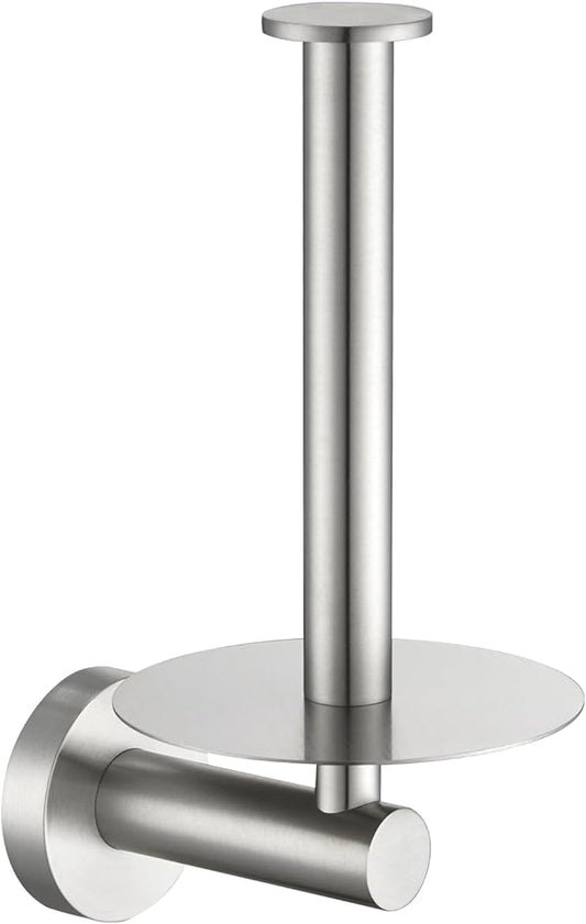 Vertical Toilet Paper Holder, Aomasi SUS304 Stainless Steel Toilet Tissue Roll Hanger with Round Plate, Bathroom TP Roll Organizer, Wall Mounted, Brushed Nickel