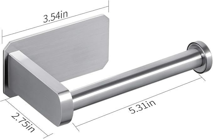VAEHOLD Toilet Paper Holder Self Adhesive Kitchen Washroom Adhesive Toilet Roll Holder No Drilling for Bathroom Stick on Wall Stainless Steel Brushed