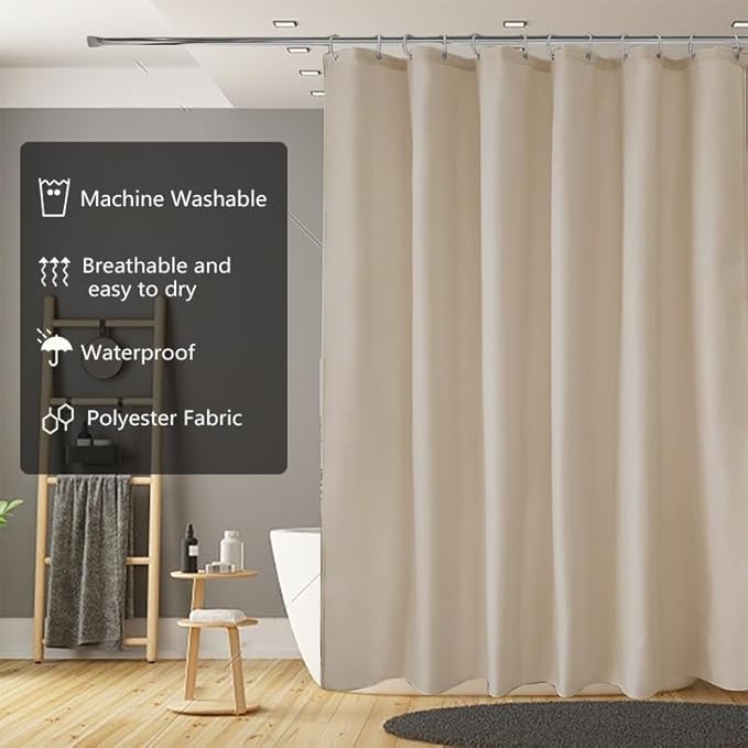 LLSCL Fabric Shower Curtain Liner with Magnets, Waterproof Hotel Quality, 72 x 72 Machine Washable
