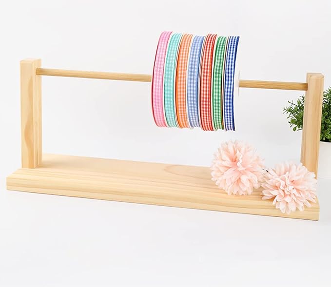 Free Standing Wooden Gift Wrapping Paper Storage Holder,Home Studio Ribbon Organizer Display Rack, Easy to Assemble(40x17cm)