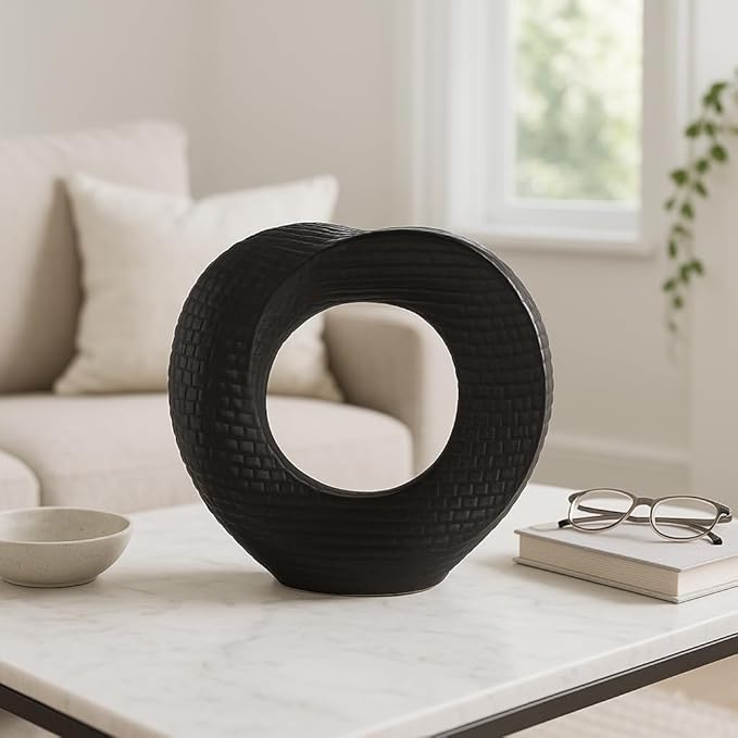 Modern Decorative Home Sculpture - Figurine Accent for Bathroom Decor, Office, or Any Room - Statement Piece for Living Room Decor on Shelf or Coffee Table as an Artful Ornament - 10" Black