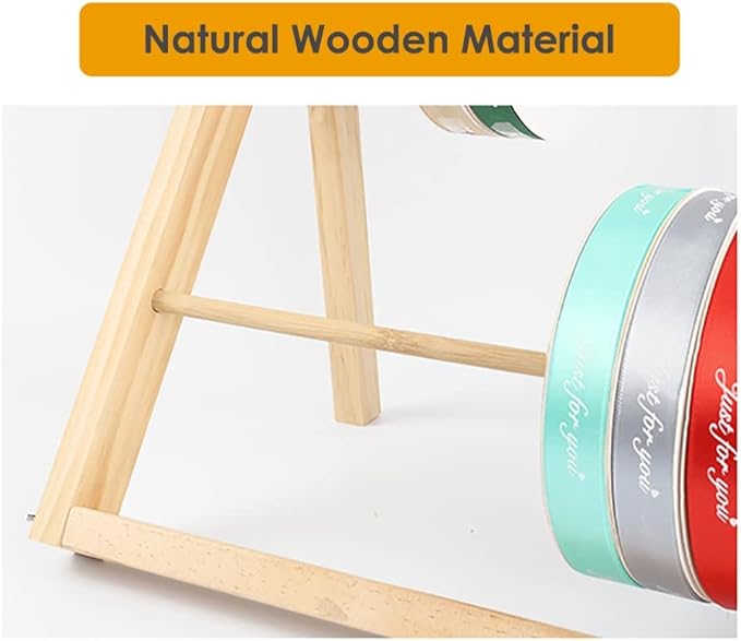 Free Standing Wooden Gift Wrapping Paper Storage Holder,Home Studio Ribbon Organizer Display Rack, Easy to Assemble(40x40cm)