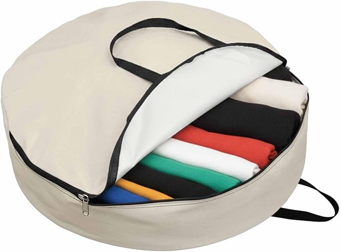 30 Inch Round Storage Bag 1 Pack,Modern Solid Color Cream Art Waterproof Wreath Storage Container with Handles&Zipper Simple Minimalist Style Closet Organizer Bags Garland Box