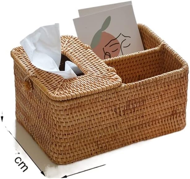 1 Pack Rattan Woven Manual Storage Ornaments, Coffee Table Storage Basket, Remote Control Mobile Phone Household Storage Ornaments