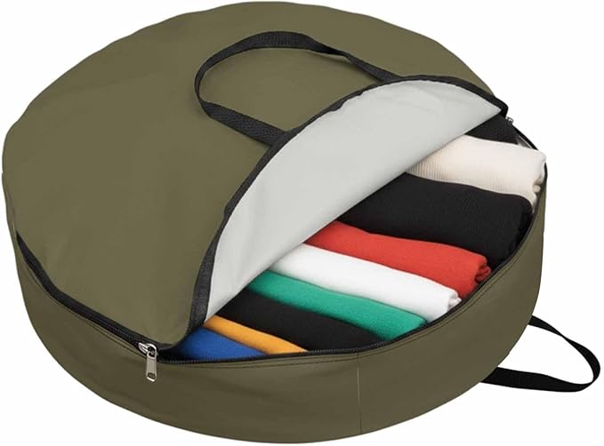 36 Inch Round Storage Bag 1 Pack,Dark Brown Solid Color Waterproof Wreath Storage Container with Handles&Zipper Simple Art Closet Organizer Bags Garland Box