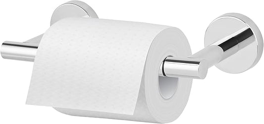 Newfun Polished Chrome Toilet Paper Holder, SUS 304 Stainless Steel Adjustable Double Post Pivoting Toilet Paper Roll Holder Wall Mount for Bathroom