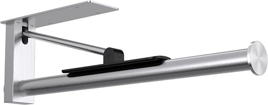 Upgraded Kitchen Paper Towel Holder - One-Hand Tear Under Cabinet Stick-on Towel Rack for Hanging Paper - First Apartment Essentials Wall Mount Self Adhesive Stainless Steel Rack Fits
