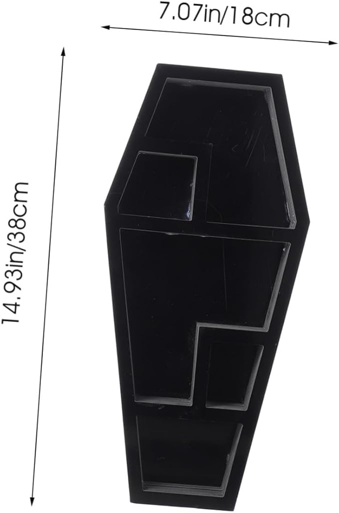 Healeved Gothic Coffin Storage Rack for Halloween Decor Multi-purpose Display Shelf for Collectibles Durable Casket Organizer for Home Haunted House Supplies